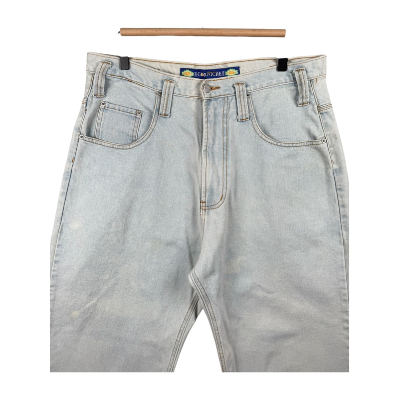 Vintage Corniche Light Wash Chino Denim Shorts 36