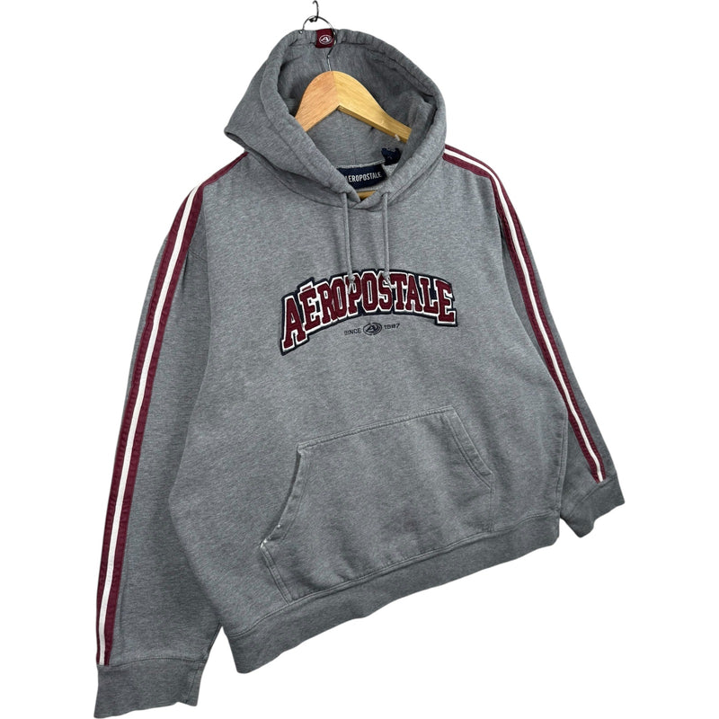Vintage Aeropostale Collegiate Logo Stripe Sleeve Hoodie