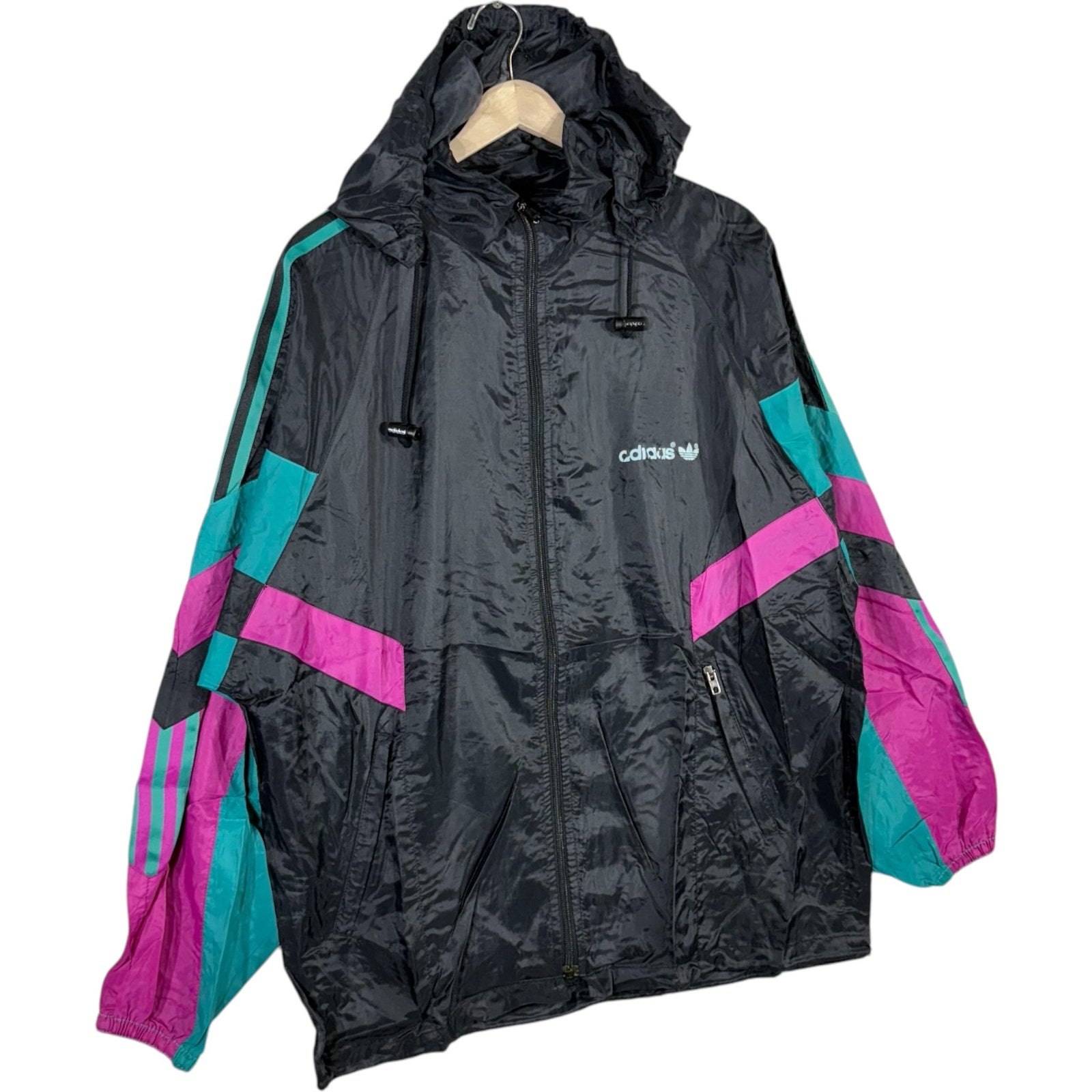 Vintage Adidas Mini Spellout Full Zip Windbreaker