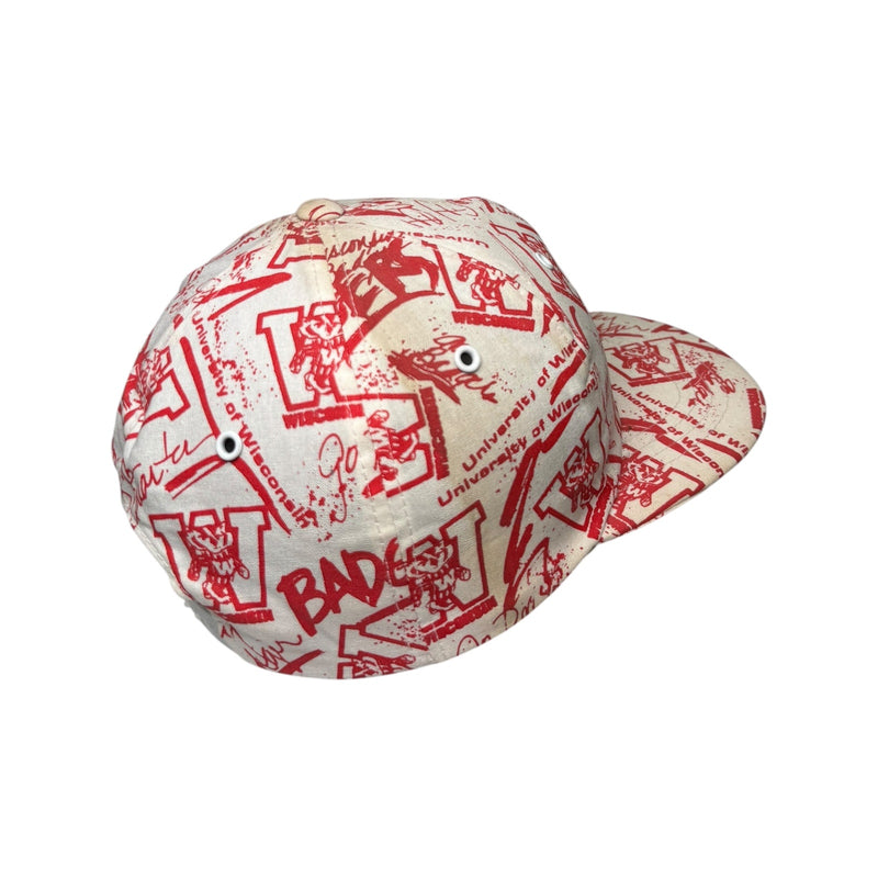 Vintage University Of Wisconsin Badgers AOP Strapback Hat OSFA