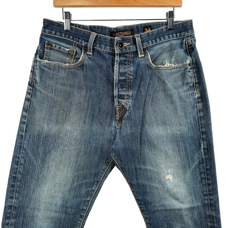Vintage Ed Hardy Distressed Denim Jeans 34