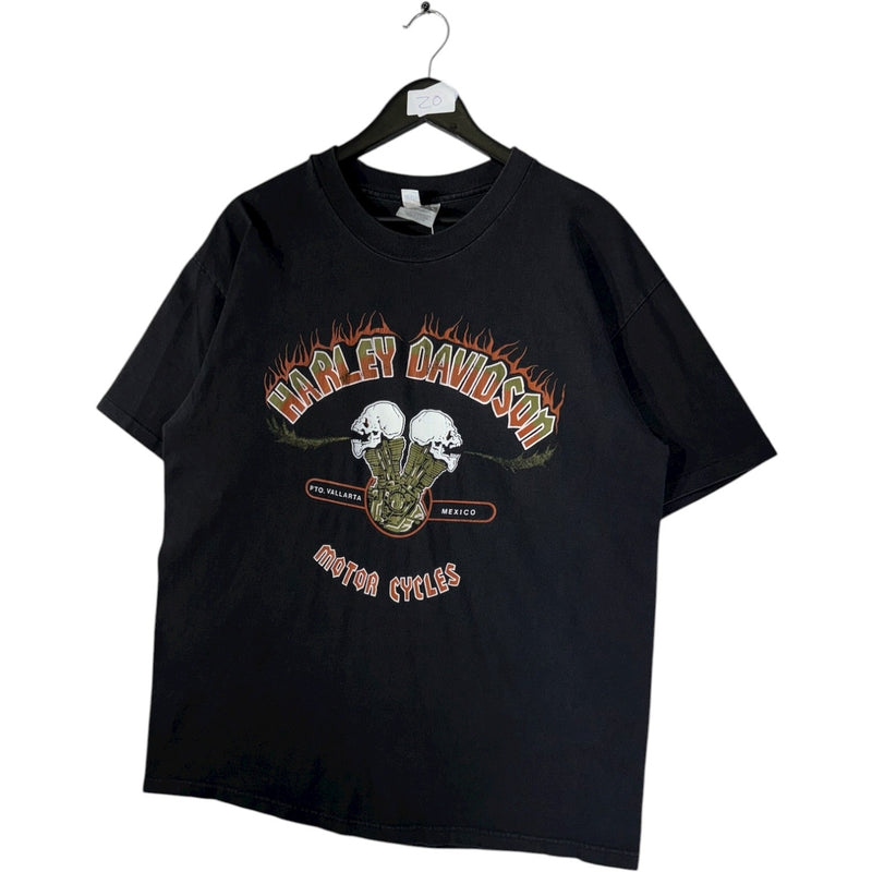 Vintage Harley Davidson Skulls Flames Graphic T-Shirt