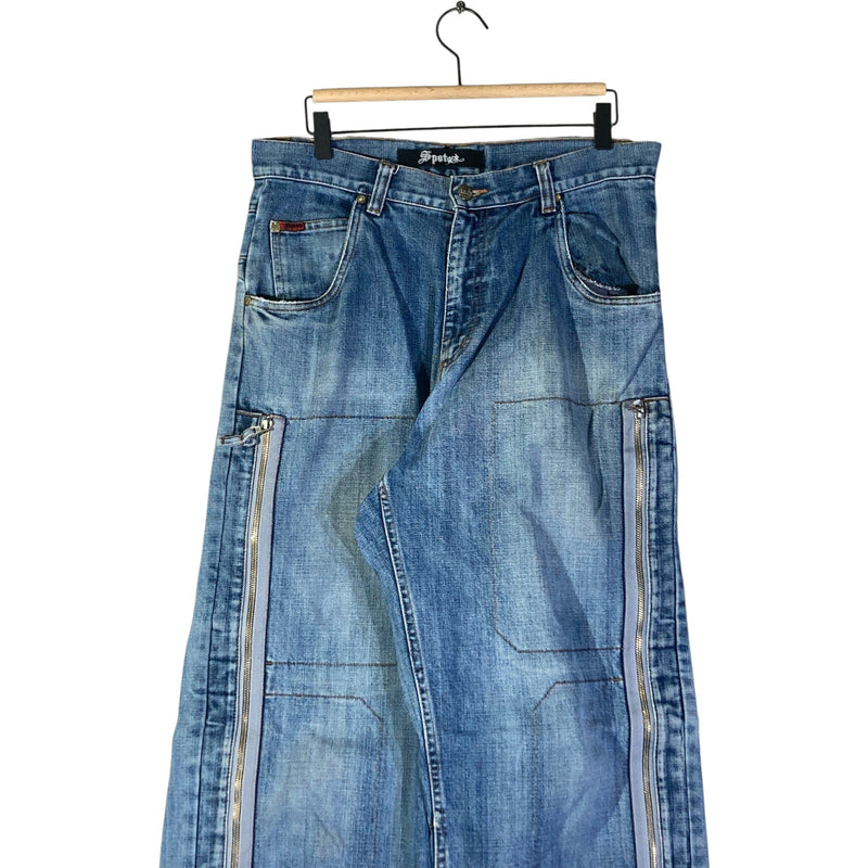 Vintage Spot Straight Leg Utility Denim Jeans Medium
