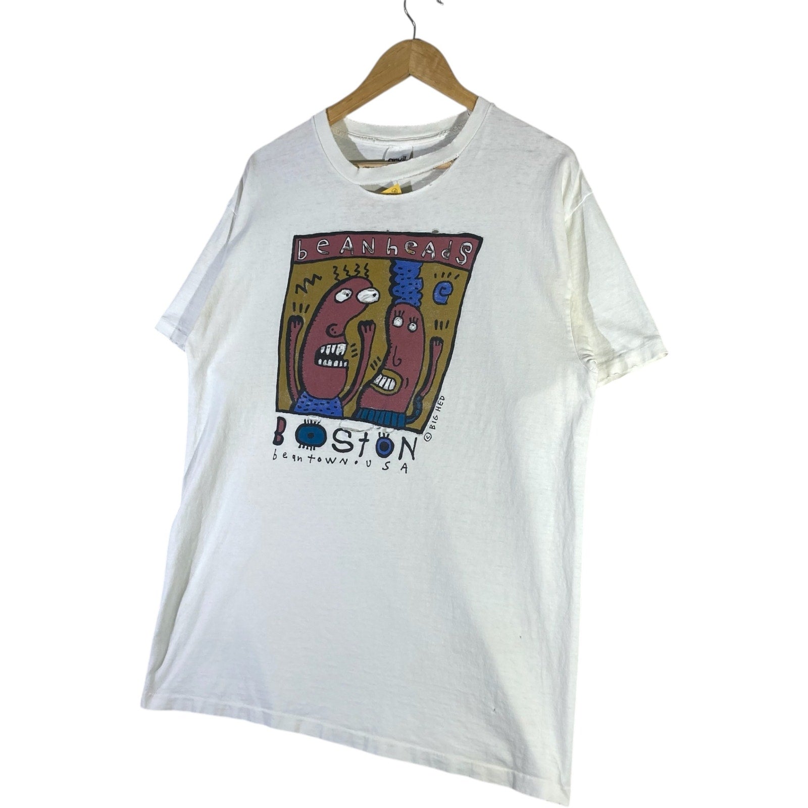 Vintage Boston Beanheads Beantown Cartoon Souvenir Tee