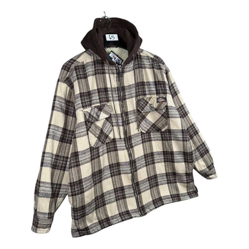 Vintage Dickies Plaid Sherpa Lined Hooded Shirt Jacket