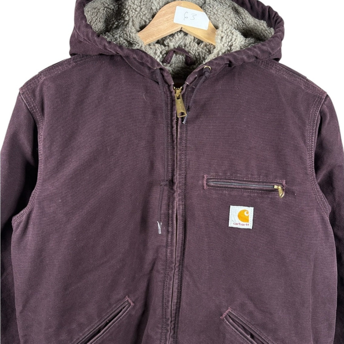 Vintage Carhartt Sherpa Lined Full Zip Hooded Workwear Jacket