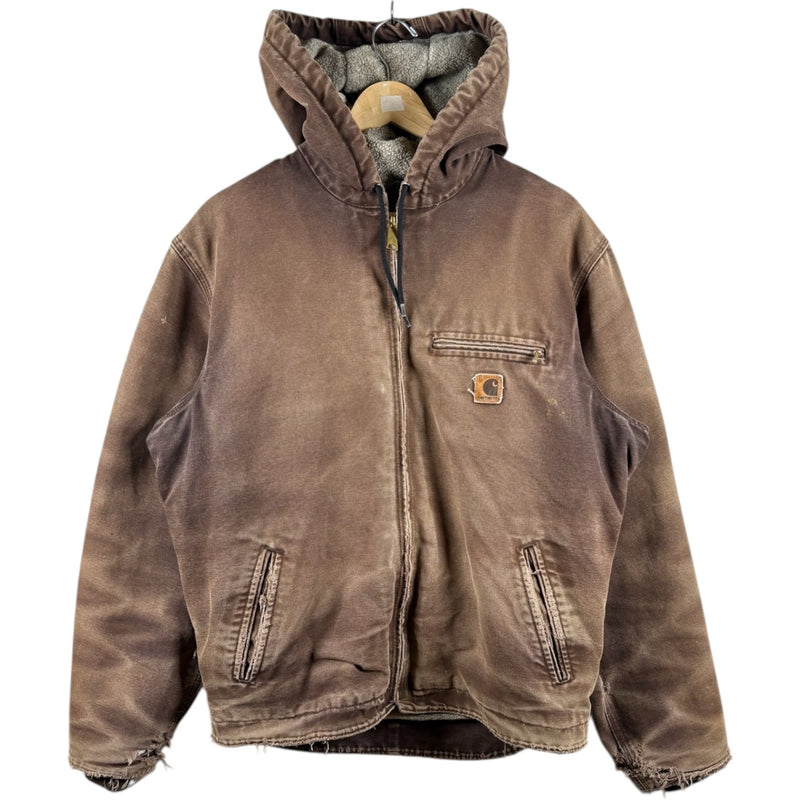 Vintage Carhartt Sandstone Sherpa Lined Hoodie Workwear Jacket