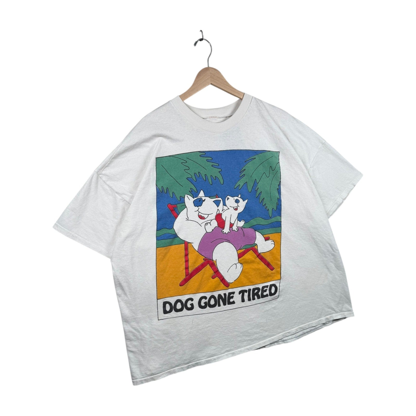 Vintage Dog Gone Tired Cartoon Graphic T-Shirt
