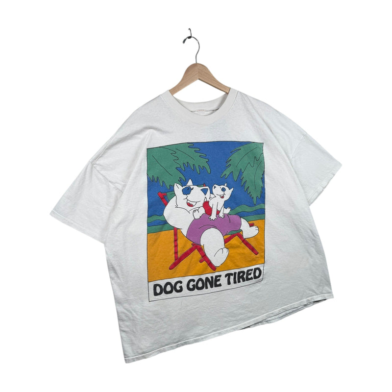 Vintage Dog Gone Tired Cartoon Graphic T-Shirt
