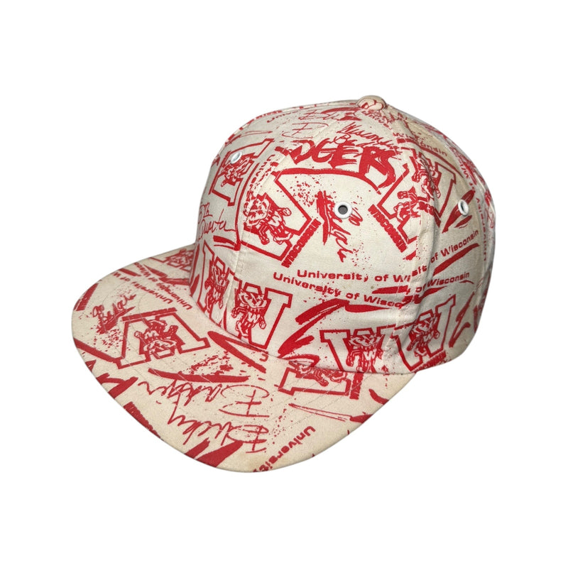 Vintage University Of Wisconsin Badgers AOP Strapback Hat OSFA
