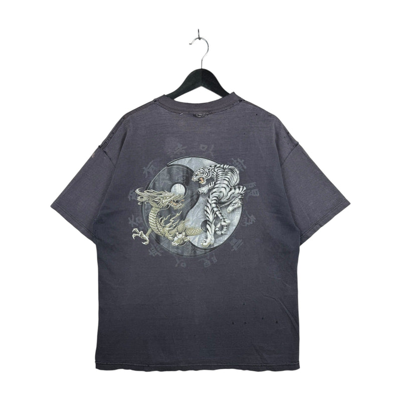 Vintage Dragon Tiger Yin Yang Distressed T-Shirt