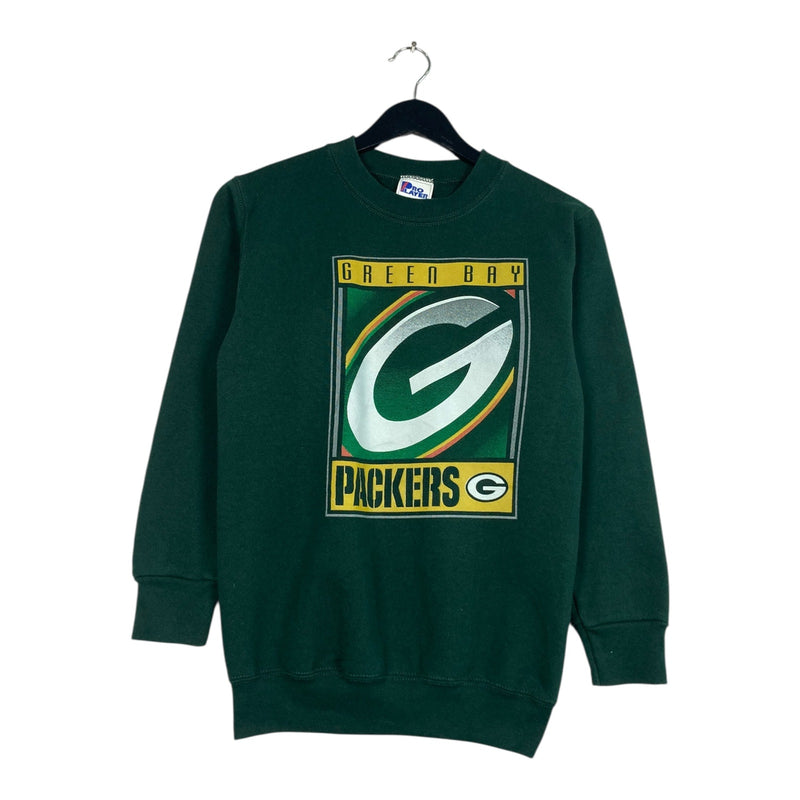 Vintage Youth Green Bay Packers Logo Spellout NFL Crewneck