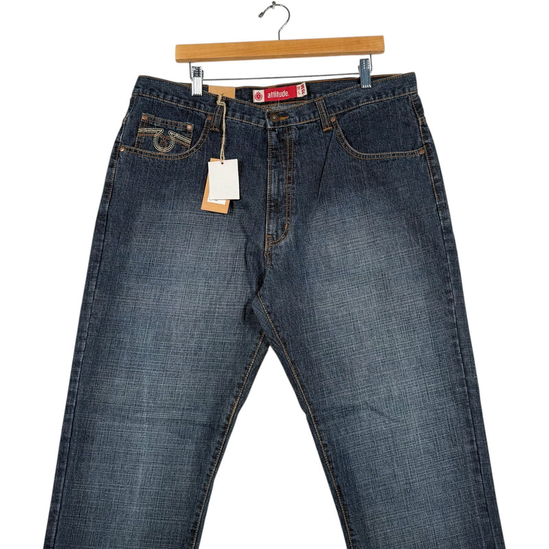 Vintage Attitude Dark Wash Straight Leg Denim Jeans 36x32