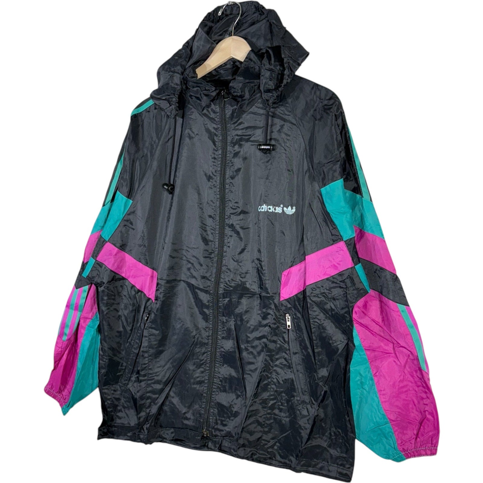 Vintage Adidas Mini Spellout Full Zip Windbreaker