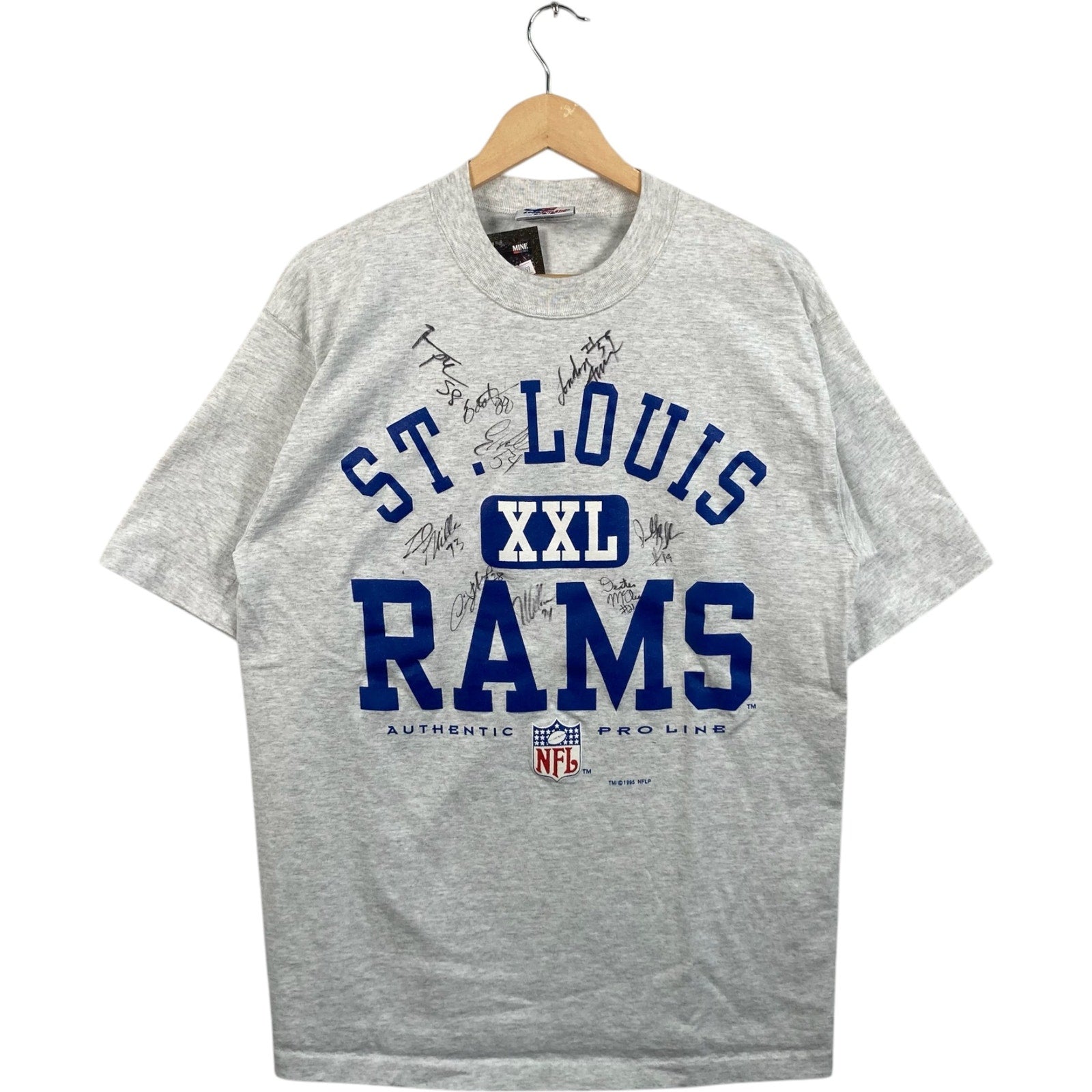 Vintage St. Louis Rams Arch Spellout Autographed NFL Tee