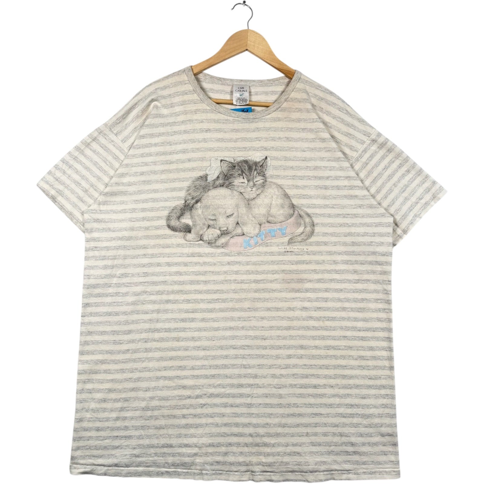 Vintage Kitty And Dog Sleeping Tee