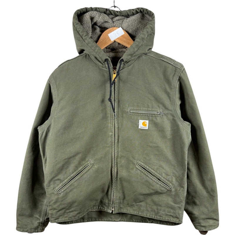 Vintage Carhartt Sherpa Lined Full Zip Hooded Workwear Jacket