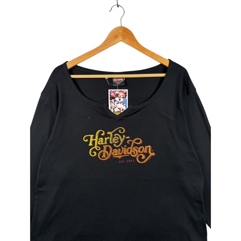 Vintage Harley Davidson V-Neck Long Sleeve