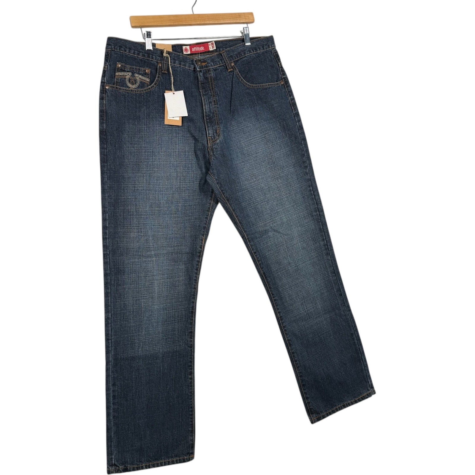 Vintage Attitude Dark Wash Straight Leg Denim Jeans 36x32