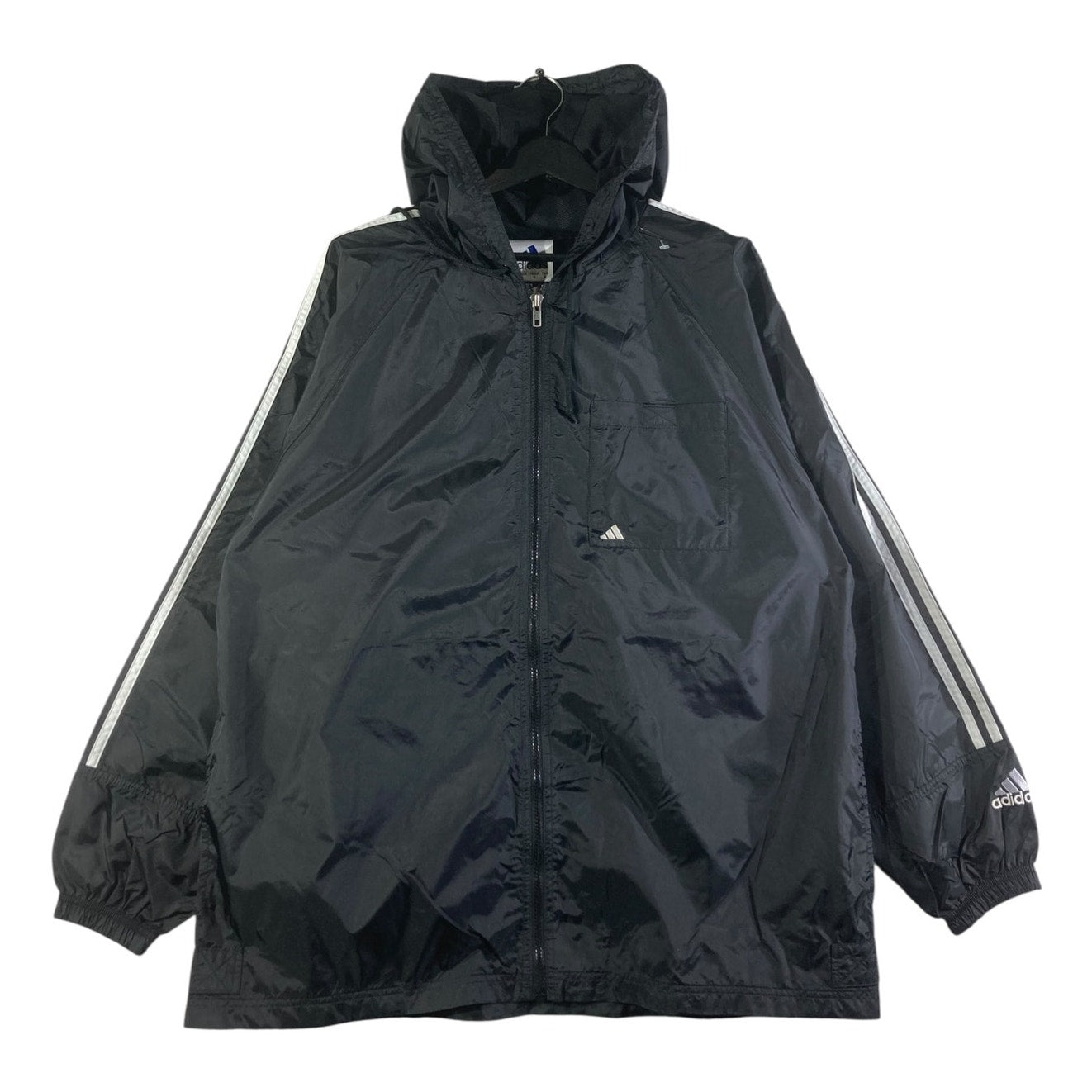 Vintage Adidas 3 Stripes Hooded Full Zip Windbreaker