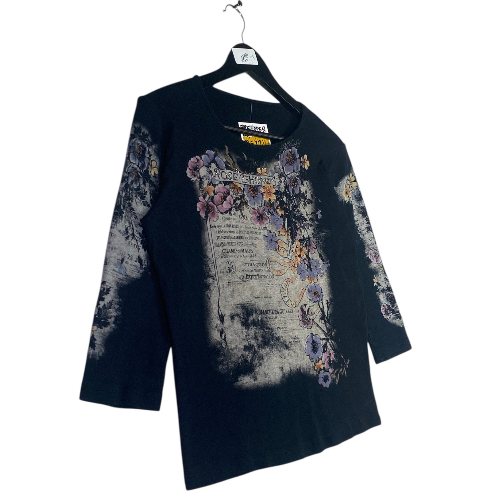 Vintage Women's Rose Thomas Floral 3/4 Sleeve