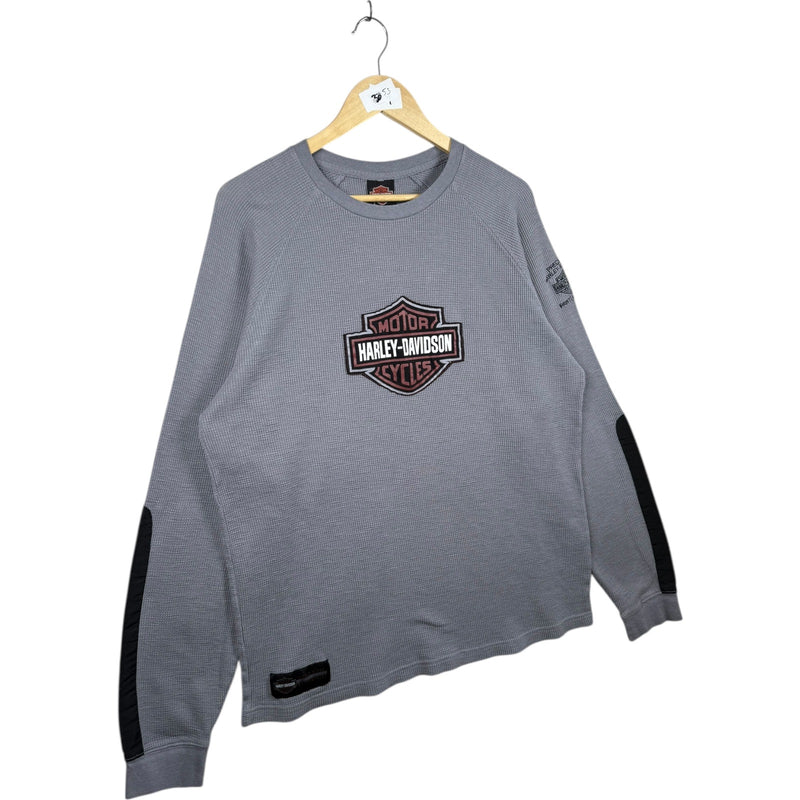 Vintage Harley Davidson Logo Waffle Knit Long Sleeve