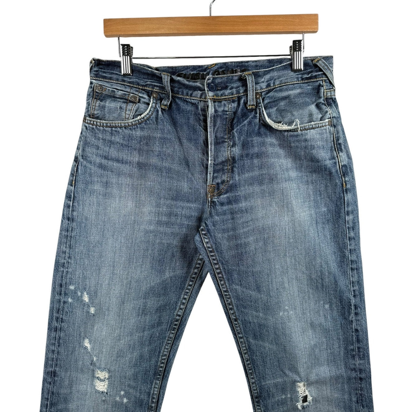 Vintage Distressed Straight Leg Denim Jeans 33