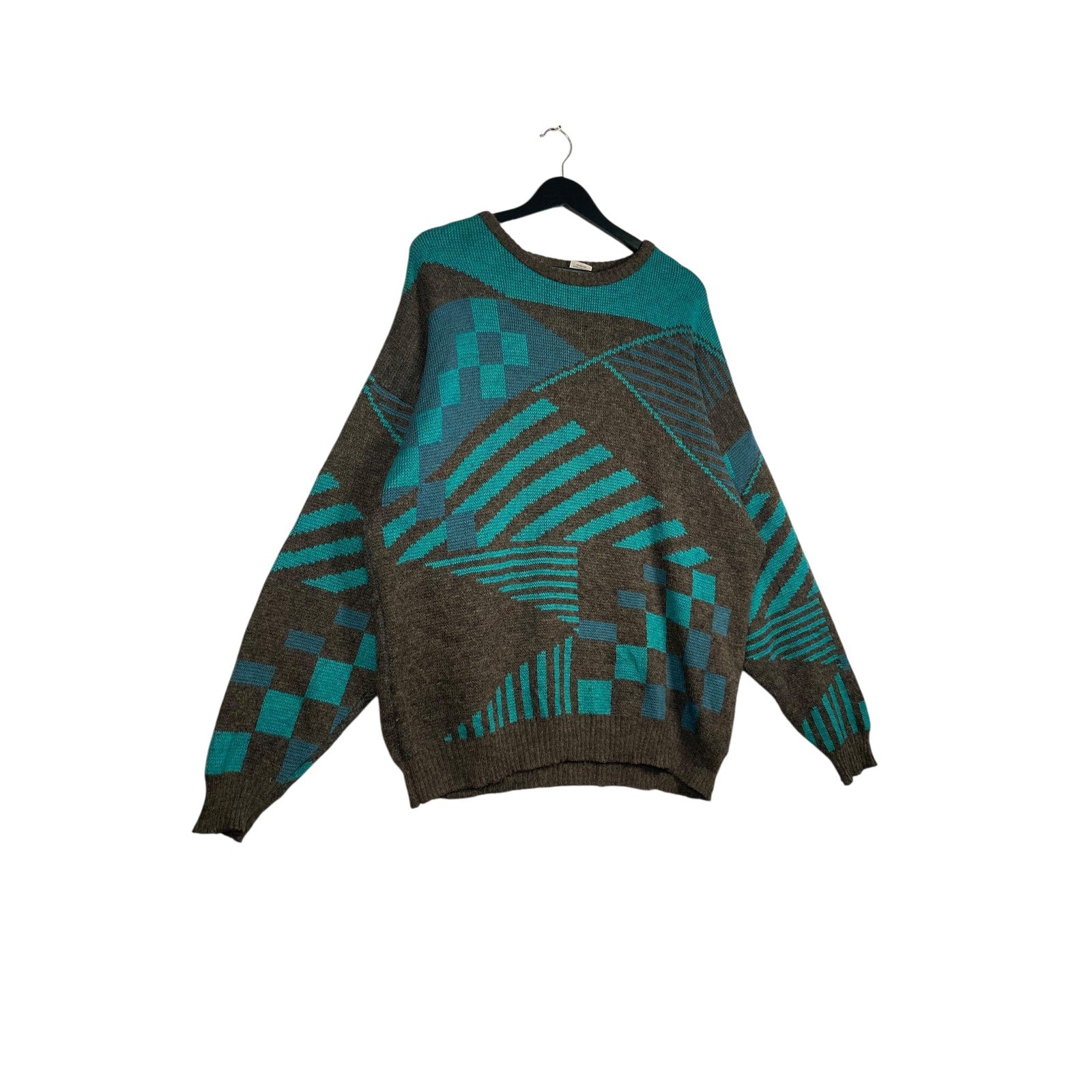 Vintage Abstract Geometrical Pattern Knit Sweater