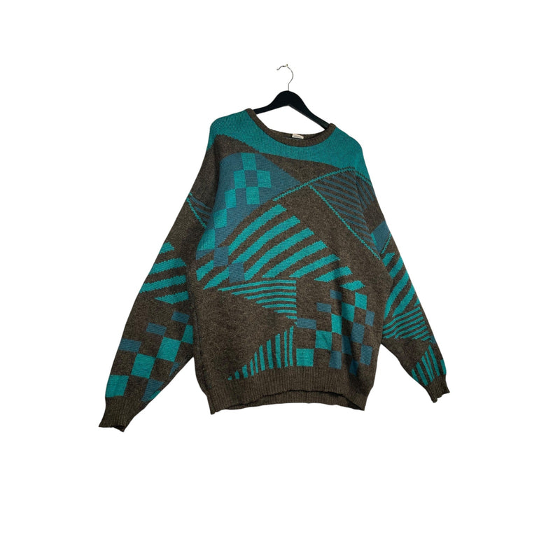 Vintage Abstract Geometrical Pattern Knit Sweater