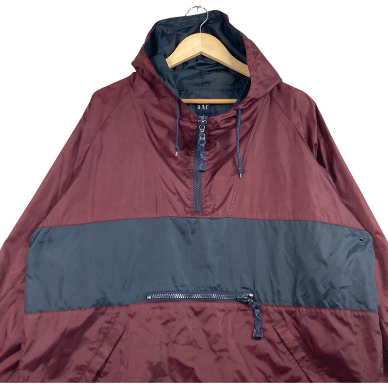 Vintage GAP Logo Hooded Windbreaker Anorak Light Jacket