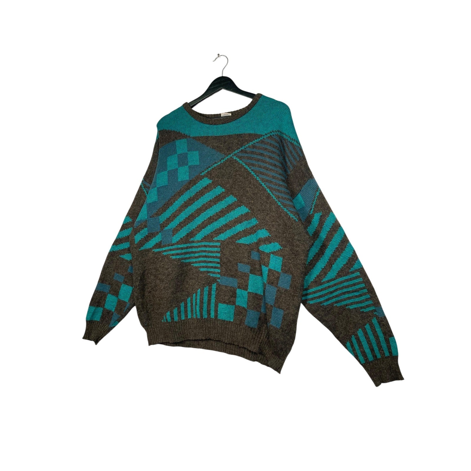 Vintage Abstract Geometrical Pattern Knit Sweater