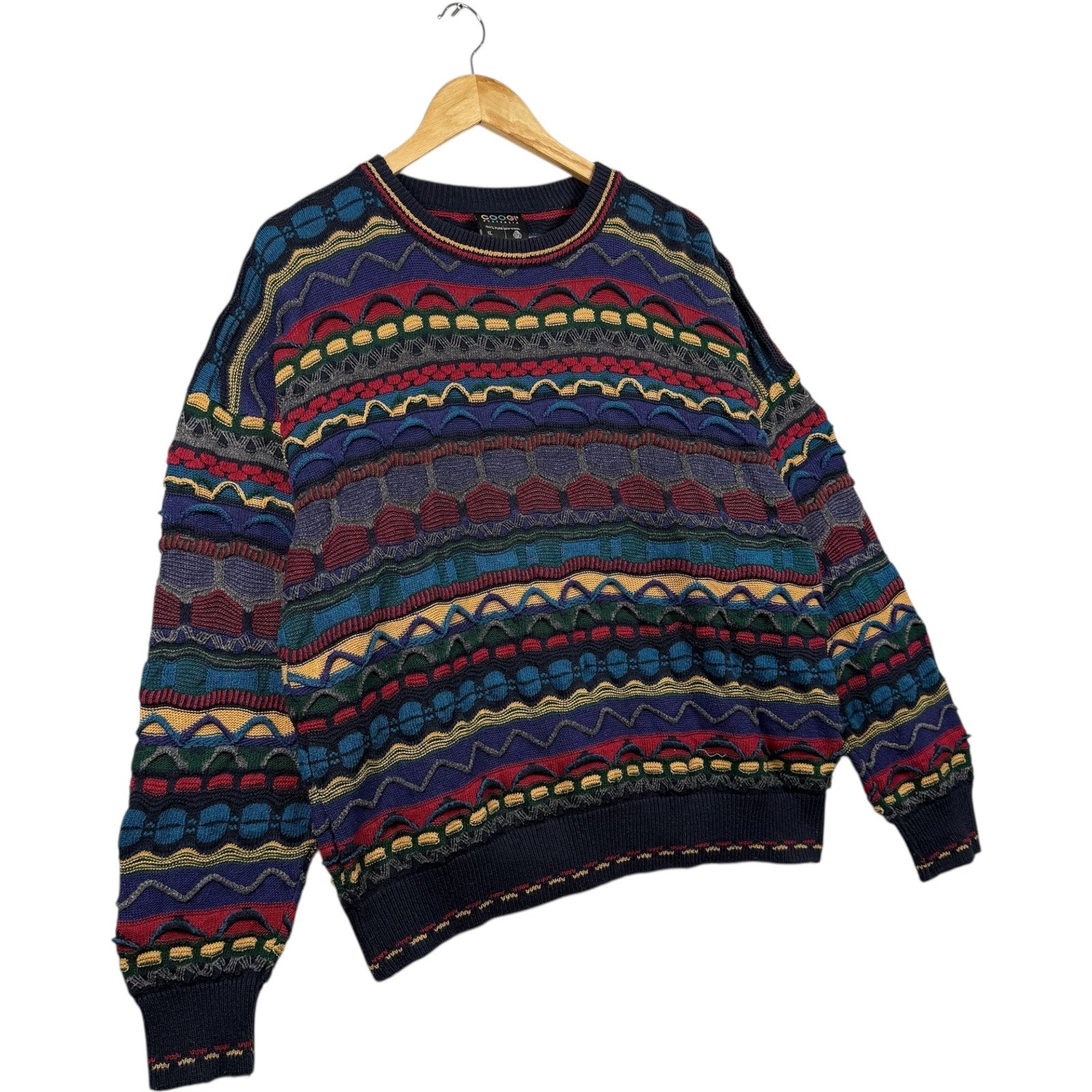 Vintage Coogi 3D Knit Striped Textured Sweater