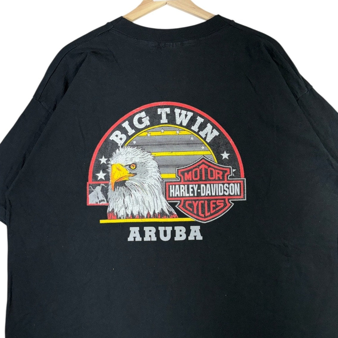 Vintage Harley Davidson Caribbean Map Graphic T-Shirt