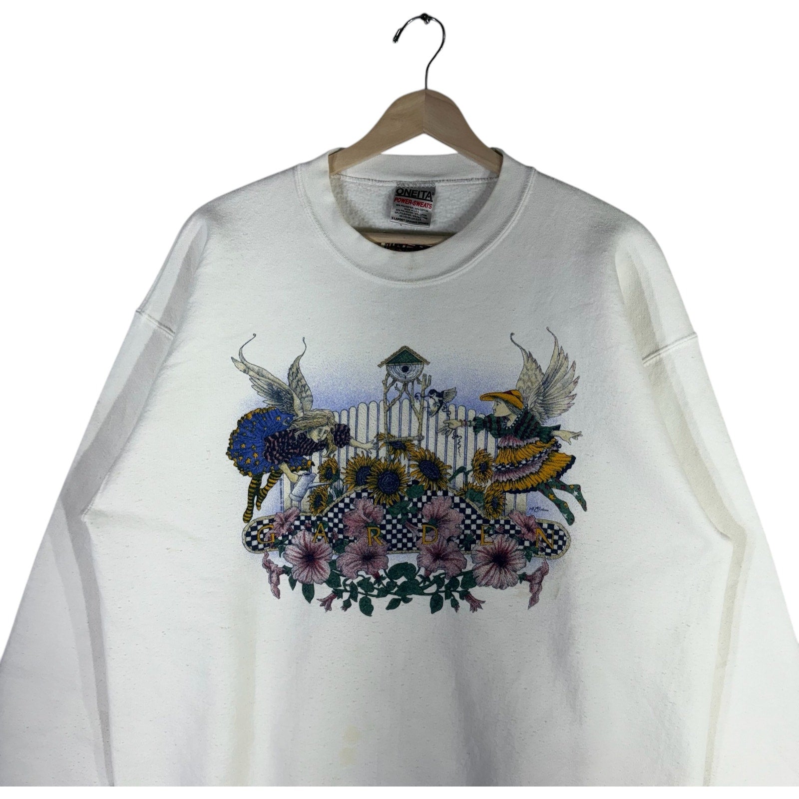 Vintage Garden Angels Art Crewneck
