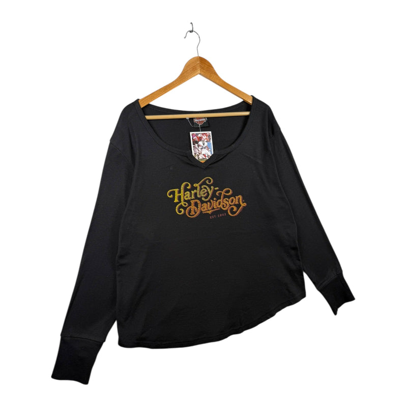 Vintage Harley Davidson V-Neck Long Sleeve