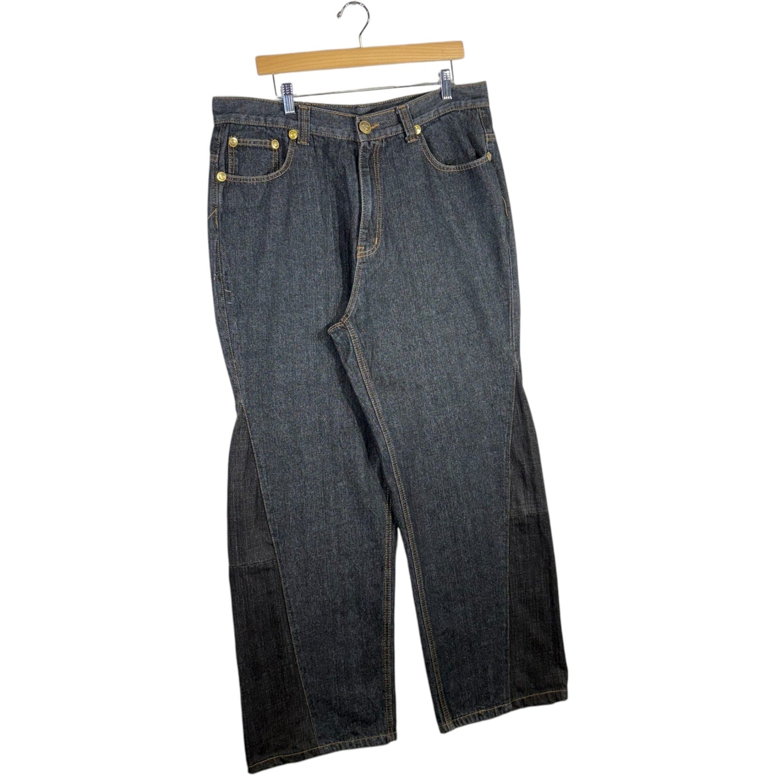 Vintage Cut & Sew Crown Holder Wide Leg Denim Jeans 38 x 31
