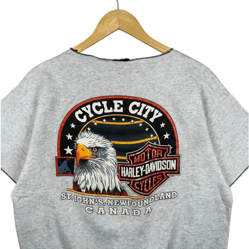 Vintage Harley Davidson Eagle Graphic Short Sleeve Sweatshirt