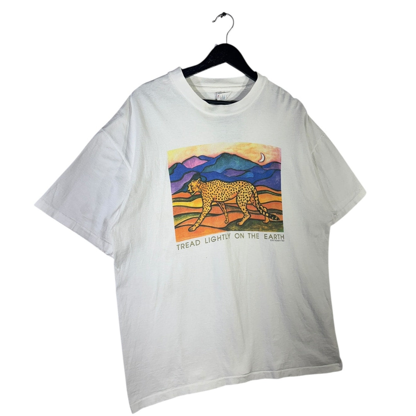 Vintage Human-i-Tees "Tread Lightly On The Earth" Cheetah T-Shirt