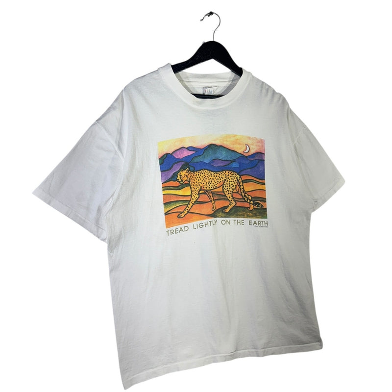 Vintage Human-i-Tees "Tread Lightly On The Earth" Cheetah T-Shirt