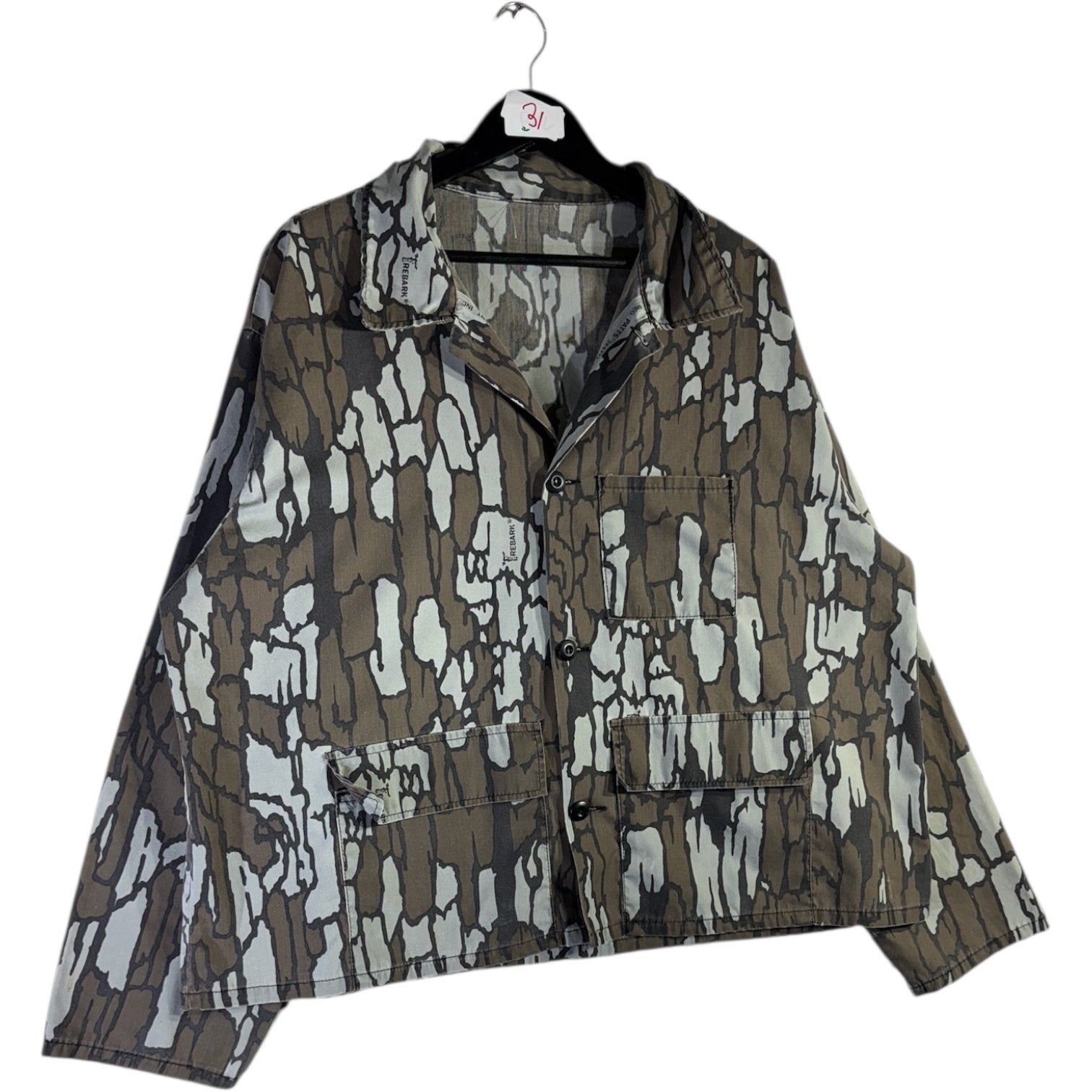 Vintage Tree Bark Camo Long Sleeve Button Up Jacket