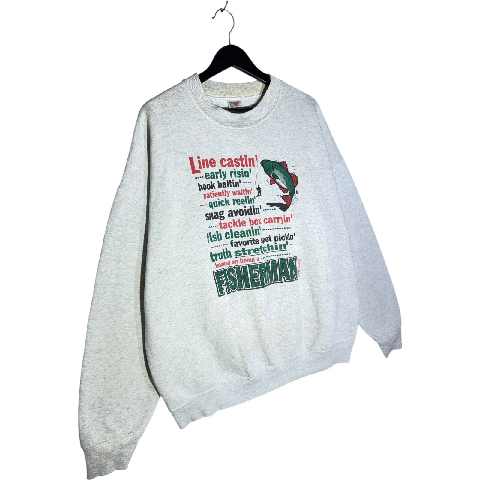 Vintage Hooked on Being a Fisherman Graphic Crewneck