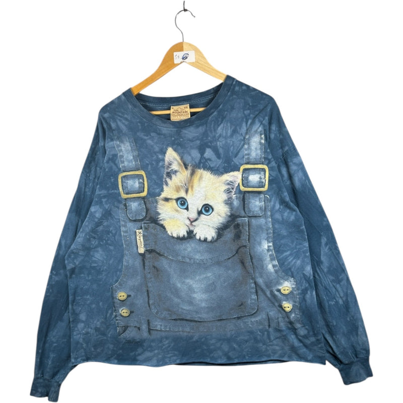Vintage Tie Dye Kitten Graphic Print Long Sleeve