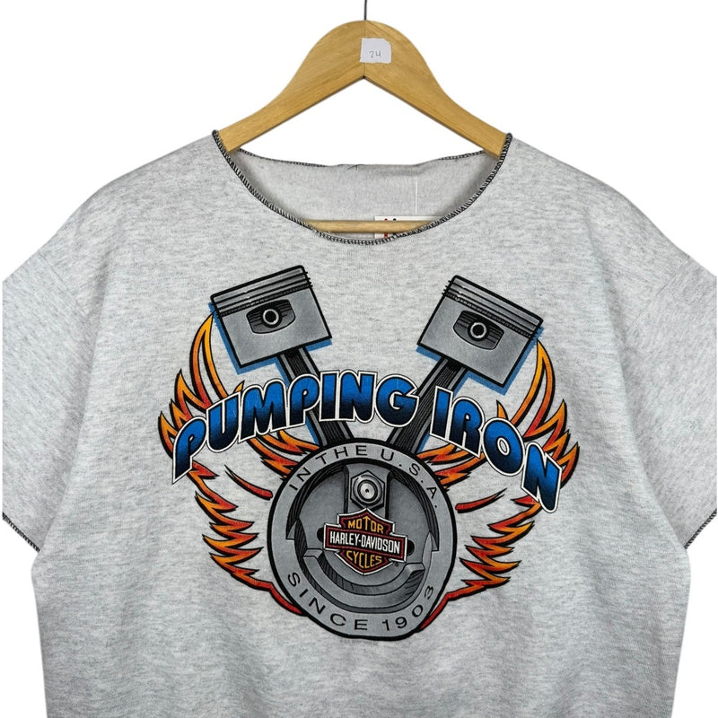 Vintage Harley Davidson Eagle Graphic Short Sleeve Sweatshirt