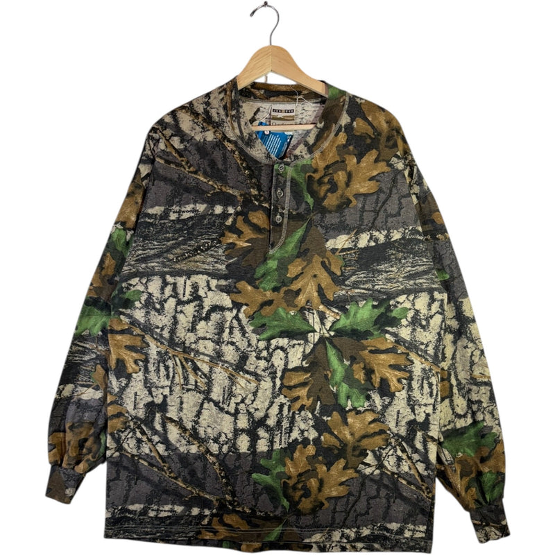 Vintage Camo Hunting Henley Long Sleeve T Shirt