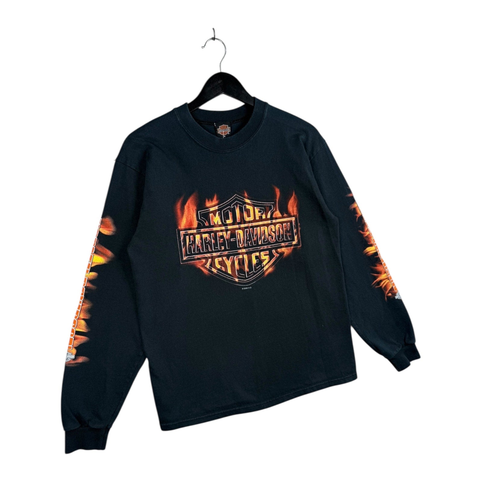 Vintage Harley Davidson Flame Long Sleeve T-Shirt
