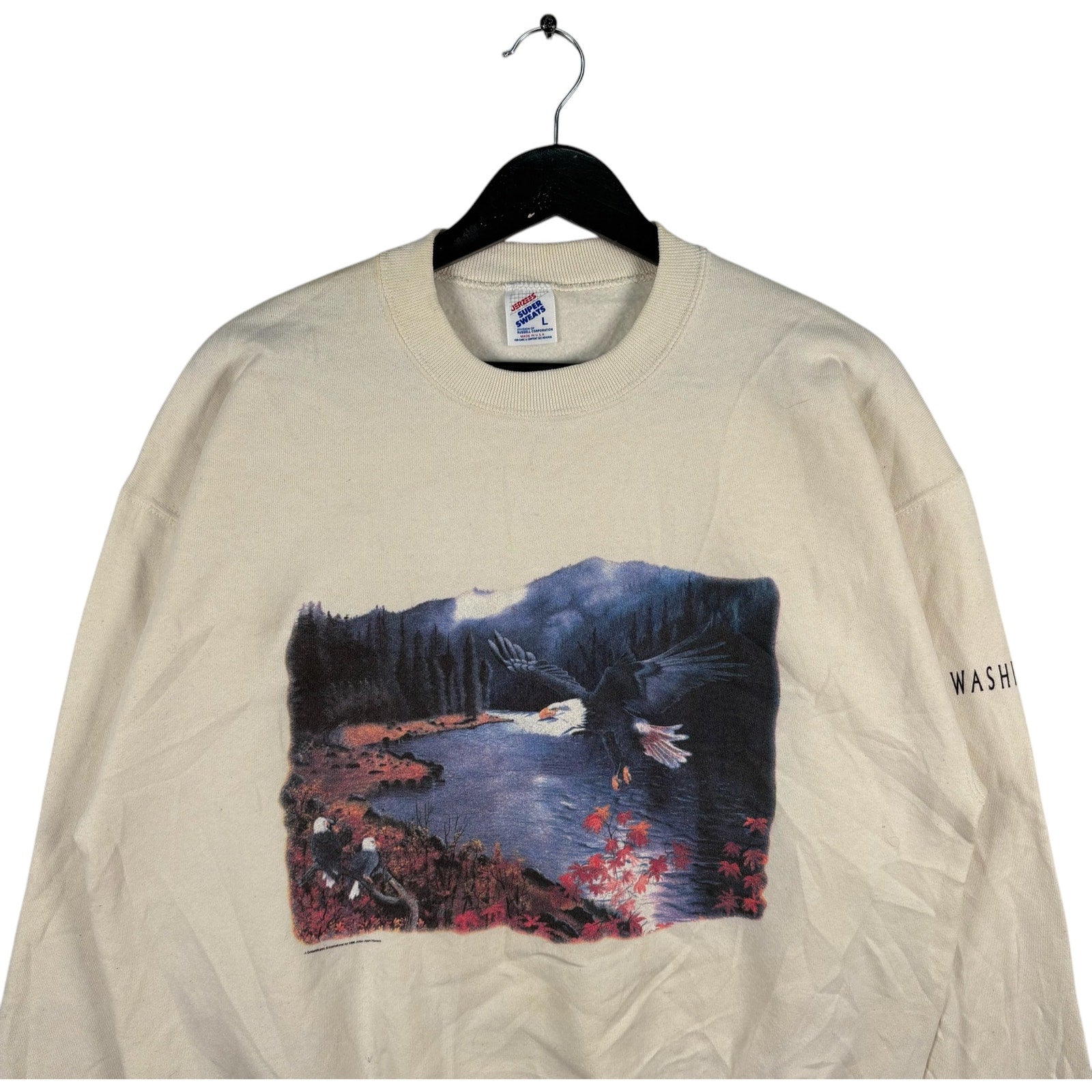 Vintage "Washington" Eagle Nature Crewneck 90s Large