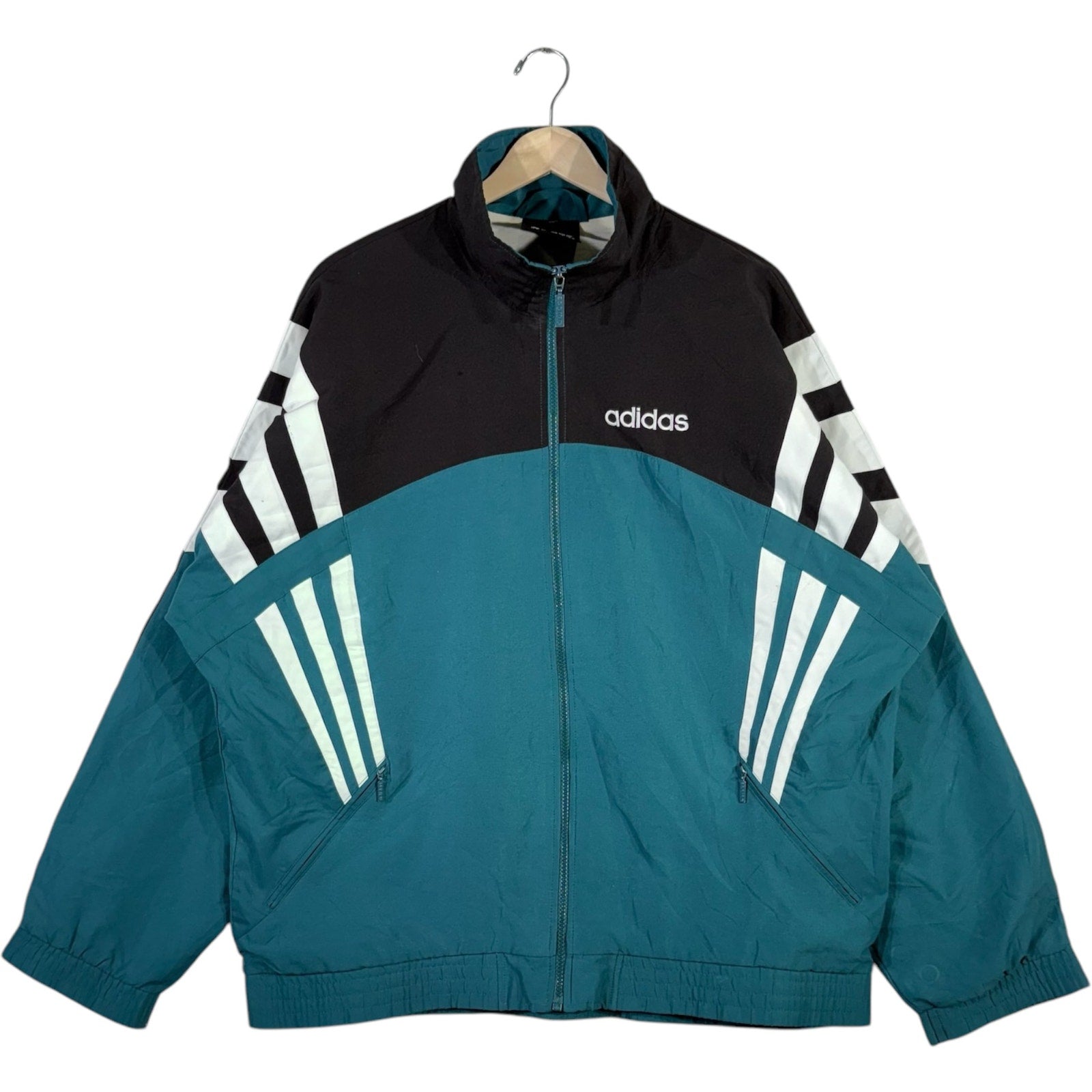 Vintage Adidas Mini Spellout Full Zip Windbreaker