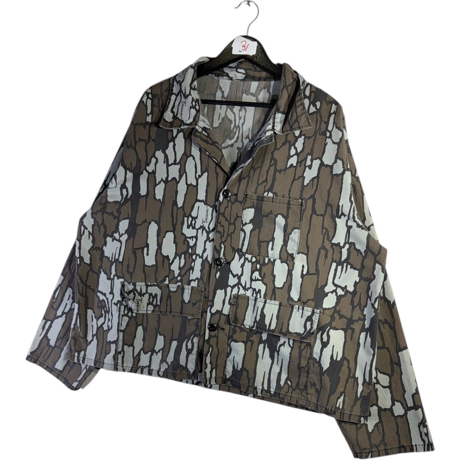 Vintage Tree Bark Camo Long Sleeve Button Up Jacket