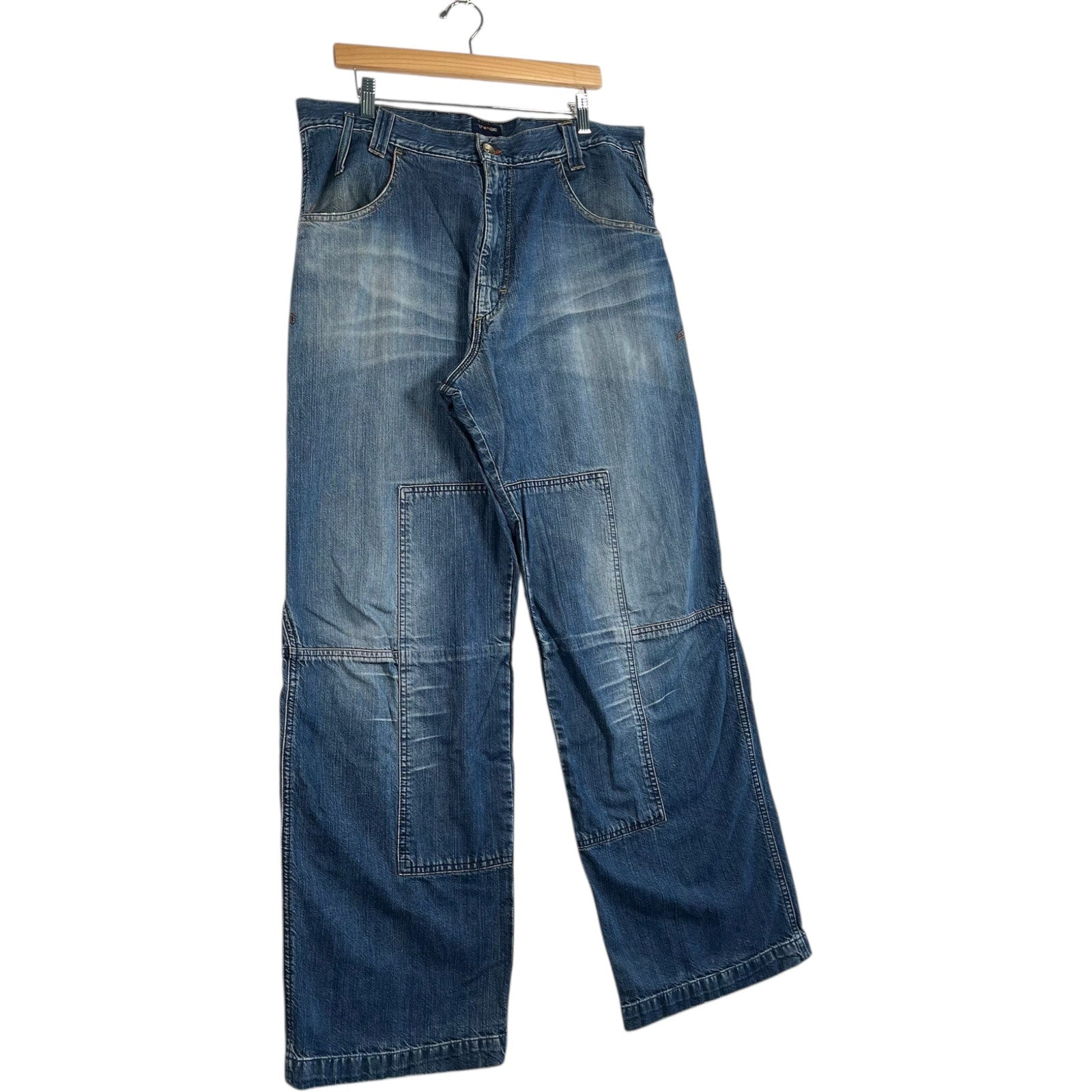 Vintage Energie Stitched Wide Leg Denim Jeans 38 x 32