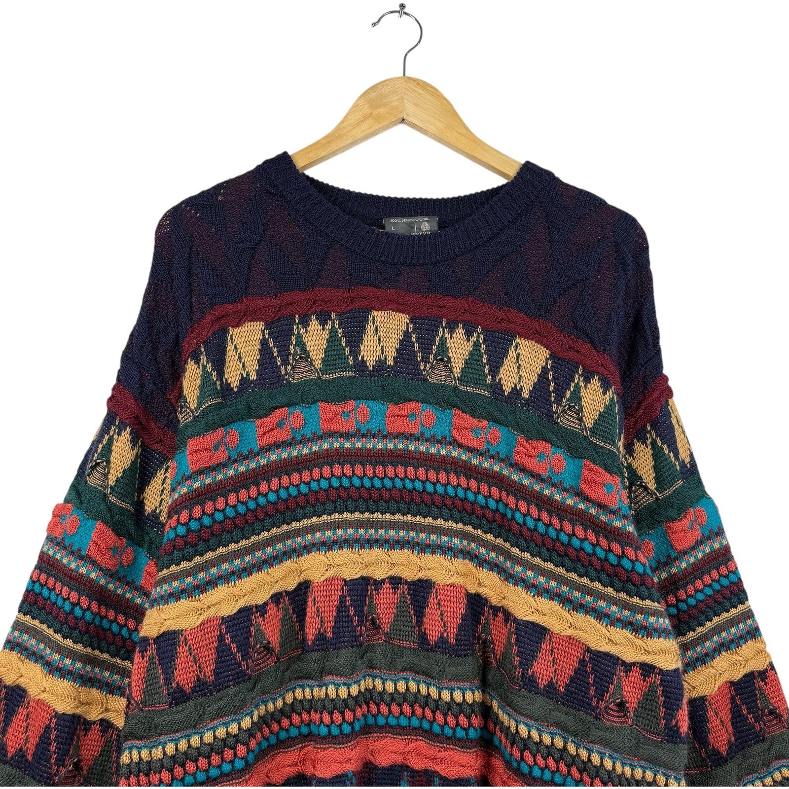 Vintage Coogi 3D Knit Striped Textured Sweater